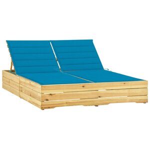 vidaXL Chaise longue double et coussins bleu Bois de pin imprégné