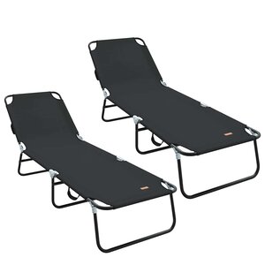 vidaXL Chaise longue pliante 2 pc Polyester Noir
