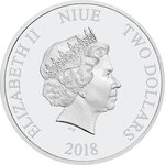Pièce de monnaie 2 Dollars Niue 2018 1 once argent BE – Année du Chien