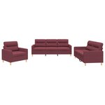 vidaXL Ensemble de canapés 3 Pièces avec coussins Rouge bordeaux Tissu