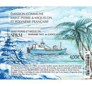 Bloc 1 timbre Saint Pierre et Miquelon - bateau Hawaiku Nui ex Langlade