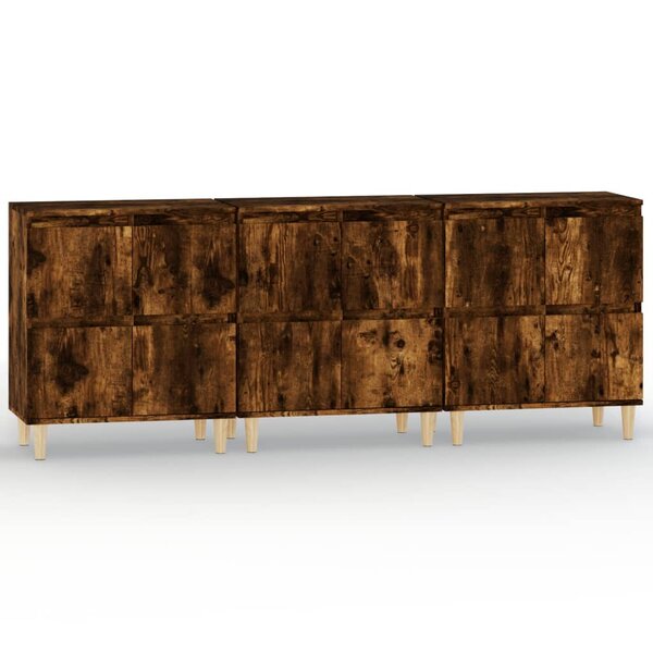 vidaXL Buffets 3 Pièces chêne fumé 60x35x70 cm bois d'ingénierie