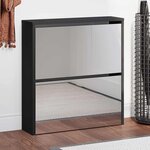 vidaXL Armoire à chaussures avec miroir à 2 niveaux Noir 63x17x67 cm