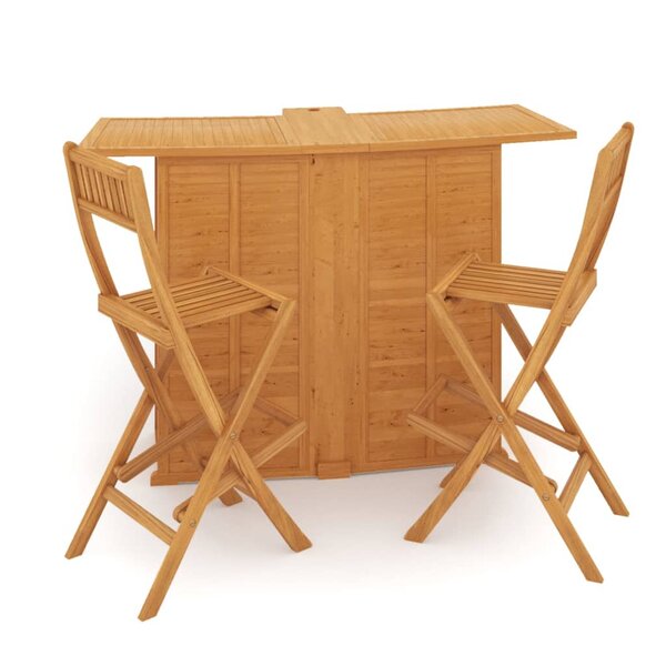 vidaXL Ensemble de bar d'extérieur 3 Pièces Bois de teck solide