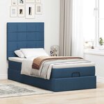 vidaXL Lit ottoman avec matelas et LED Bleu 100x200 cm Tissu