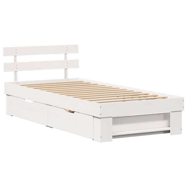 vidaXL Cadre de lit avec tiroir Blanc 90 x 190 cm Bois massif en pin