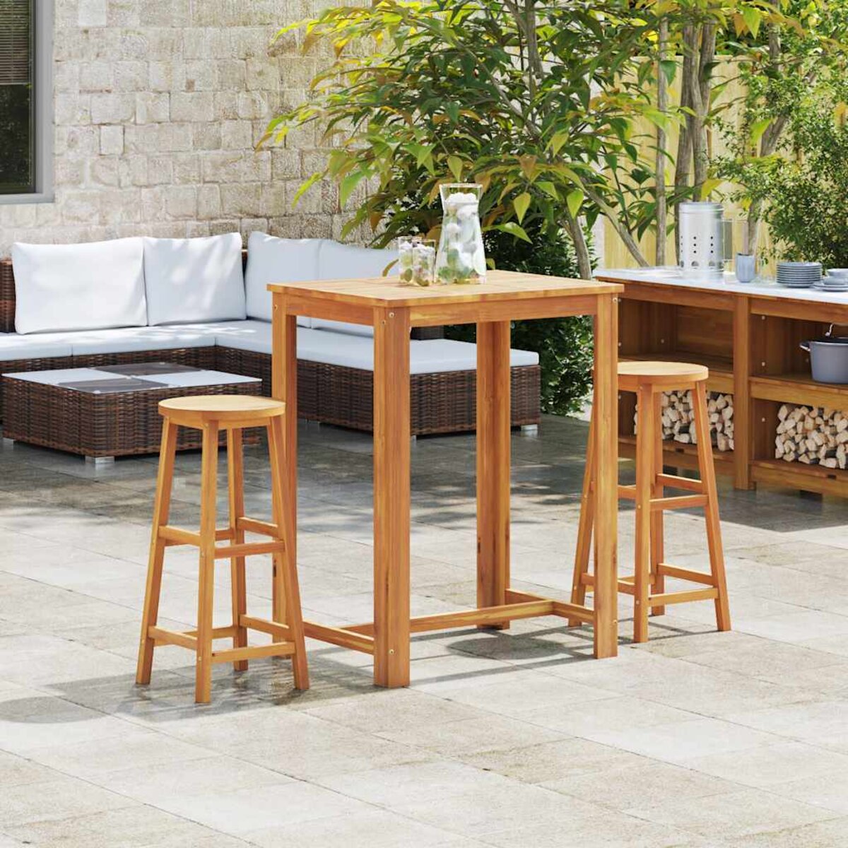 Tabouret De Bar En Bois Massif Recyclé – VidaXL, Style Bistrot