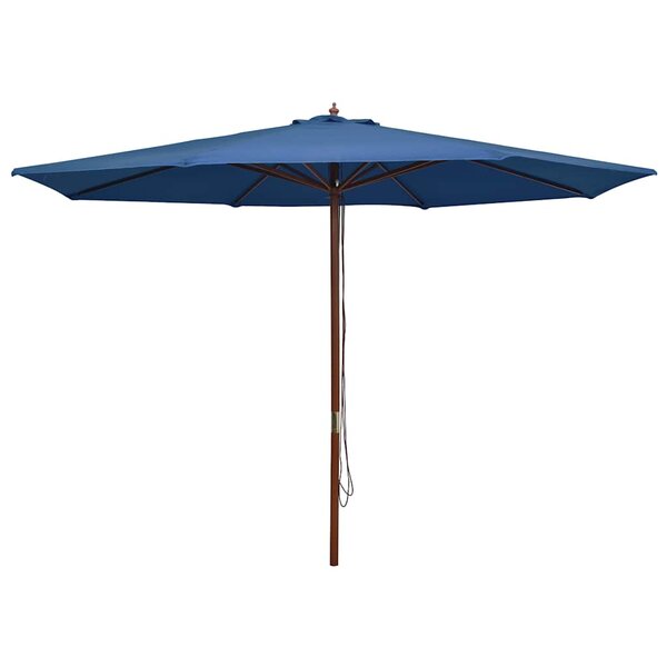 vidaXL Parasol d'extérieur avec mât en bois 350 cm Bleu