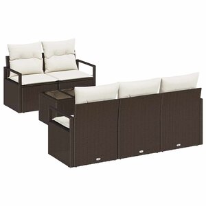 vidaXL Ensemble de canapé de jardin avec coussin 6 Pièces Marron et Crème