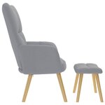 vidaXL Chaise de relaxation avec repose-pied Gris clair Tissu