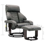 vidaXL Fauteuil de massage TV inclinable gris similicuir