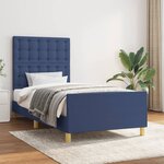 vidaXL Cadre de lit avec tête de lit Bleu 100 x 200 cm Tissu