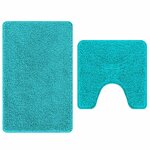 vidaXL Ensemble de tapis de bain antidérapants 2 Pièces Turquoise PP
