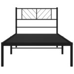 vidaXL Cadre de lit métal sans matelas avec tête de lit noir 90x200 cm