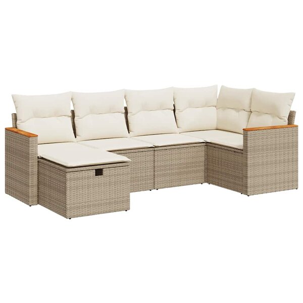 vidaXL Salon de jardin avec coussins 6 Pièces beige résine tressée