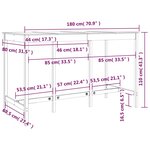 vidaXL Table de bar Blanc 180x80x110 cm Bois massif de pin
