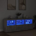 vidaXL Buffet avec lumières LED gris béton 181 5x37x67 cm