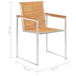 vidaXL Chaises de jardin 4 Pièces Bois de teck solide et acier inoxydable