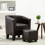 vidaXL Fauteuil avec repose-pied Marron foncé Similicuir