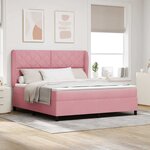 vidaXL Lit à ressorts avec matelas Rose 200 x 180 cm Polyester