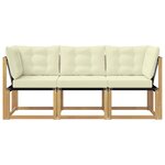 vidaXL Canapé d’extérieur milieu et coin avec coussin 3 Pièce Blanc