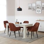 Table repas extensible 160x90 4 chaises velours marron