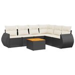 vidaXL Salon de jardin 7 Pièces avec coussins noir résine tressée