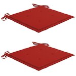 vidaXL Chaises de jardin lot de 2 et coussins rouge Bois teck massif