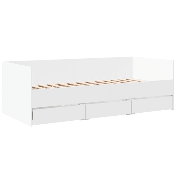 vidaXL Lit de jour avec tiroirs blanc 90x200 cm bois d'ingénierie