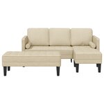 vidaXL Ensemble de 2 Canapés avec Coussins en Tissu Crème