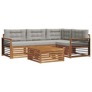 vidaXL Ensemble de canapés d'extérieur 5 pc Gris Naturel et Clair
