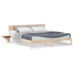 vidaXL Cadre de lit avec tables de chevet Marron Bois massif en pin