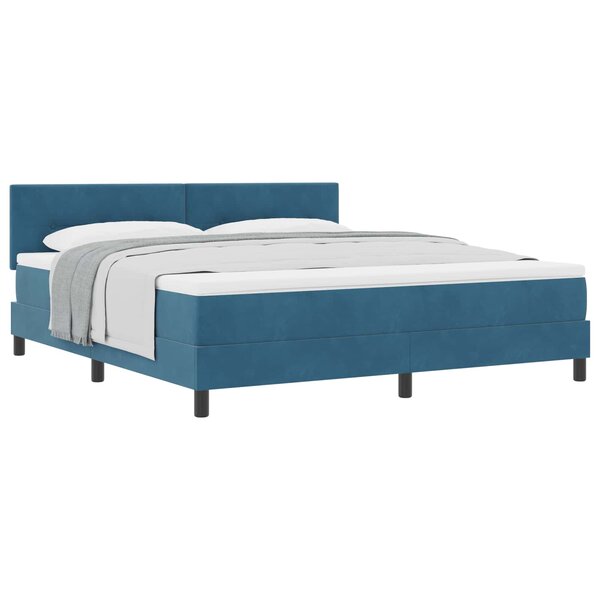vidaXL Lit à ressorts avec matelas Bleu foncé 180 x 200 cm Velours