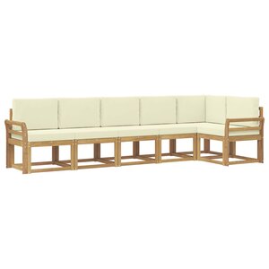 vidaXL Ensemble de canapés d'extérieur 6 Pièces Blanc et crème Polyester