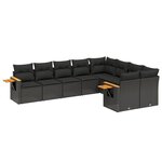 vidaXL Salon de jardin 9 Pièces avec coussins noir résine tressée