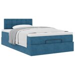 vidaXL Lit ottoman avec matelas bleu foncé 120x190 cm velours