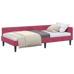 vidaXL Cadre de lit d'angle avec tête de lit Bordeaux 100 cm x 200 cm