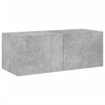vidaXL Meuble TV mural avec lumières LED gris béton 80x35x31 cm