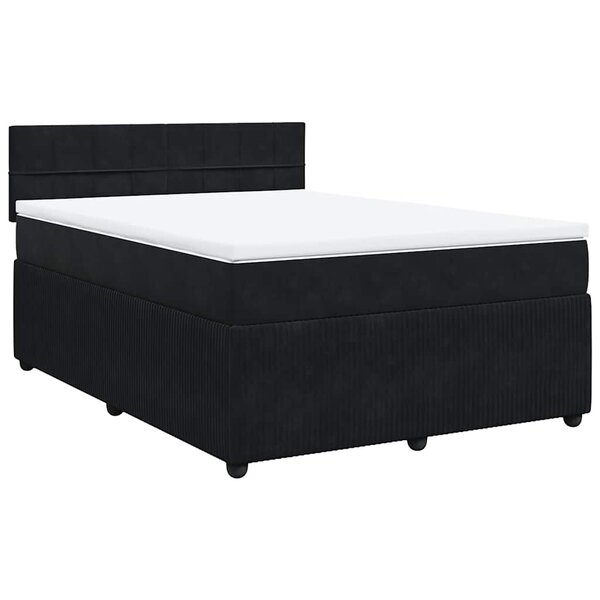 vidaXL Sommier à lattes de lit et matelas Noir 160x200 cm Velours