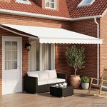 vidaXL Store rétractable manuel avec LEDs Blanc 5 x 3 m