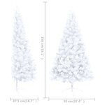 vidaXL Demi-arbre de Noël artificiel pré-éclairé et boules blanc 150cm