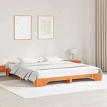 vidaXL Cadre de lit Marron cire 207 x 207 x 17 cm Bois massif en pin