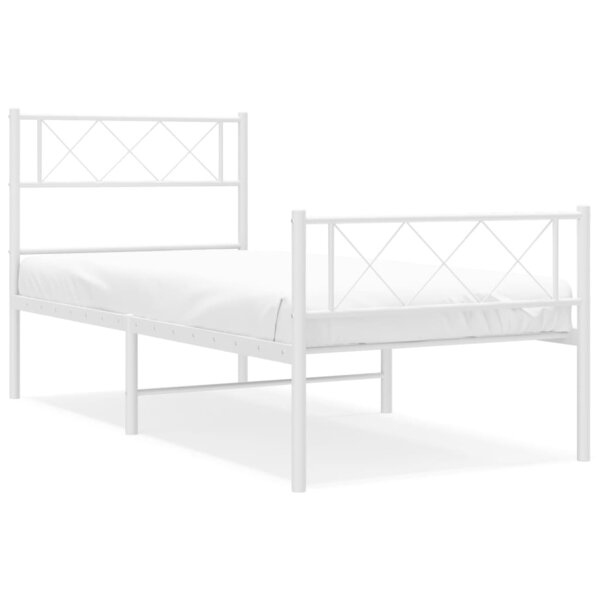 vidaXL Cadre de lit métal sans matelas et pied de lit blanc 107x203 cm