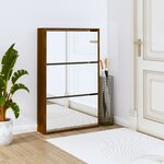 vidaXL Armoire à chaussures miroir 3niveaux Chêne marron 63x17x102 5cm