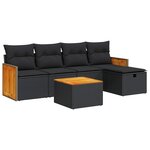 vidaXL Salon de jardin 6 Pièces avec coussins noir résine tressée