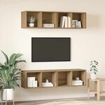 vidaXL Meuble TV mural 4 Pièces chêne artisanal 37 x 37 x 72 cm