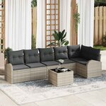 vidaXL Ensemble de canapé de jardin 7 Pièces Gris clair Poly rotin