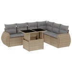 vidaXL Salon de jardin avec coussins 7 Pièces beige résine tressée