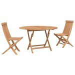 vidaXL Ensemble bistro de jardin 3 pc Naturel Bois de teck massif