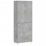 vidaXL Buffet haut Gris béton 69 5x34x180 cm Bois d'ingénierie